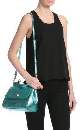 Сумка Sicily medium new из металлизированной кожи Dolce & Gabbana, голубого цвета, арт. 0116/BB6002/AP287 в ЦУМ | Фото №7 Сумка Sicily medium new из металлизированной кожи Dolce & Gabbana голубого цвета | Фото №7