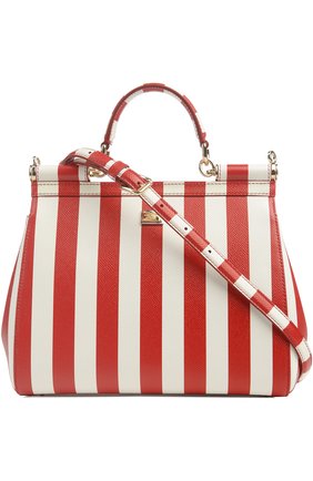 Женская полосатая кожаная сумка sicily с вышивкой DOLCE & GABBANA красная цвета, арт. 0116/BB6002/AC623 купить в ЦУМ | Фото №2 Полосатая кожаная сумка Sicily с вышивкой Dolce & Gabbana красная цвета | Фото №2