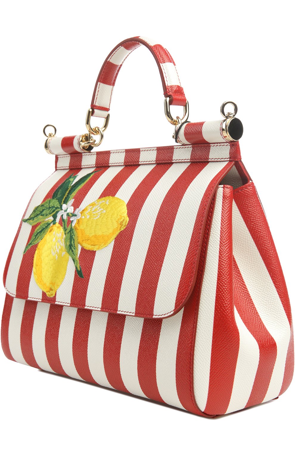 Женская полосатая кожаная сумка sicily с вышивкой DOLCE & GABBANA красная цвета, арт. 0116/BB6002/AC623 купить в ЦУМ | Фото №3 Полосатая кожаная сумка Sicily с вышивкой Dolce & Gabbana красная цвета | Фото №3