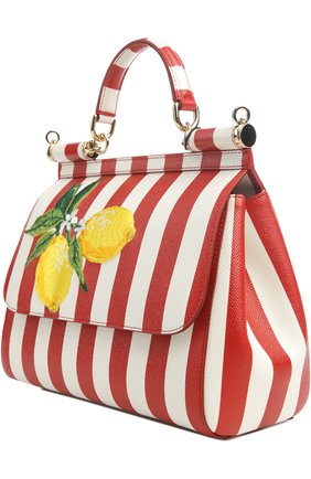Женская полосатая кожаная сумка sicily с вышивкой DOLCE & GABBANA красная цвета, арт. 0116/BB6002/AC623 купить в ЦУМ | Фото №3 Полосатая кожаная сумка Sicily с вышивкой Dolce & Gabbana красная цвета | Фото №3