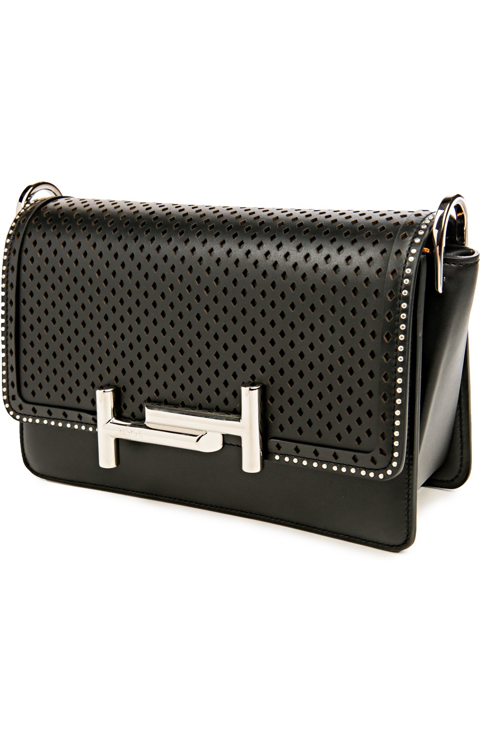 Женская сумка из перфорированной кожи TOD’S черная цвета, арт. XBWAMUJB100T0P купить в ЦУМ | Фото №3 Сумка из перфорированной кожи Tod’s черная цвета | Фото №3
