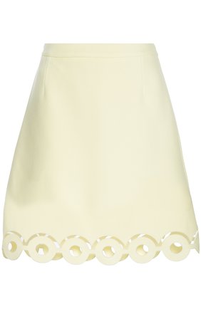 Женская желтая мини-юбка а-силуэта с перфорацией Carven, арт. 135J01 купить в ЦУМ | Фото №1 Мини-юбка А-силуэта с перфорацией Carven желтая | Фото №1