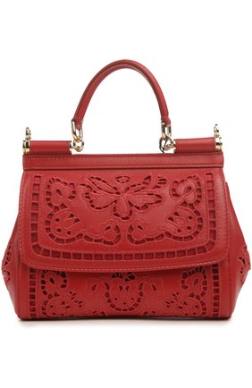 Женская сумка sicily small с прорезной вышивкой и зеркалом DOLCE & GABBANA красная цвета, арт. 0116/BB6003/AT414 купить в ЦУМ | Фото №1 Сумка Sicily small с прорезной вышивкой и зеркалом Dolce & Gabbana красная цвета | Фото №1