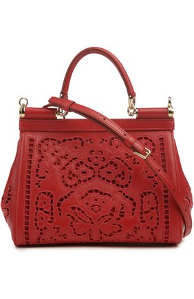 Женская сумка sicily small с прорезной вышивкой и зеркалом DOLCE & GABBANA красная цвета, арт. 0116/BB6003/AT414 купить в ЦУМ | Фото №2 Сумка Sicily small с прорезной вышивкой и зеркалом Dolce & Gabbana красная цвета | Фото №2