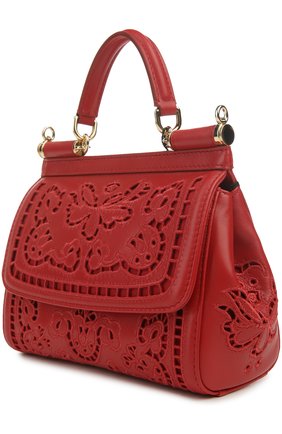 Женская сумка sicily small с прорезной вышивкой и зеркалом DOLCE & GABBANA красная цвета, арт. 0116/BB6003/AT414 купить в ЦУМ | Фото №3 Сумка Sicily small с прорезной вышивкой и зеркалом Dolce & Gabbana красная цвета | Фото №3