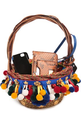 Женская плетеная сумка-корзинка agnese с аксессуарами из кожи питона и игуаны DOLCE & GABBANA разноцветная цвета, арт. 0116/BB6179/A2H26 купить в ЦУМ | Фото №1 Плетеная сумка-корзинка Agnese с аксессуарами из кожи питона и игуаны Dolce & Gabbana разноцветная цвета | Фото №1