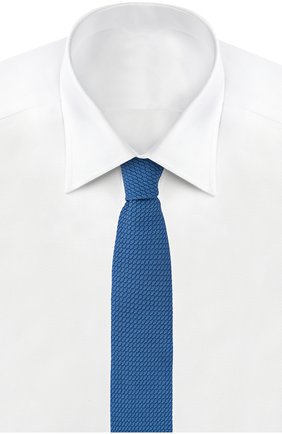 Мужской шелковый вязаный галстук LANVIN синего цвета, арт. 1208 | Фото 2 (Материал: Текстиль, Шелк; Статус проверки: Проверено; Принт: Без принта)