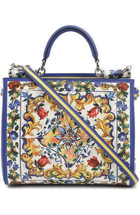 Женская кожаная сумка-тоут sicily с принтом DOLCE & GABBANA разноцветная цвета, арт. 0116/BB5966/AC597 купить в ЦУМ | Фото №3 Кожаная сумка-тоут Sicily с принтом Dolce & Gabbana разноцветная цвета | Фото №3