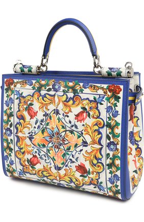 Женская кожаная сумка-тоут sicily с принтом DOLCE & GABBANA разноцветная цвета, арт. 0116/BB5966/AC597 купить в ЦУМ | Фото №4 Кожаная сумка-тоут Sicily с принтом Dolce & Gabbana разноцветная цвета | Фото №4
