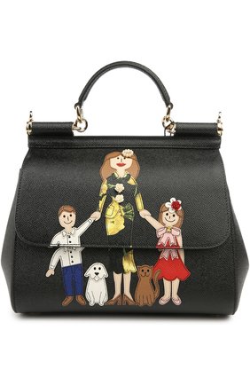 Женская сумка sicily medium new с аппликацией dg family DOLCE & GABBANA черная цвета, арт. 0116/BB6002/AB428 купить в ЦУМ | Фото №1 Сумка Sicily medium new с аппликацией DG FAMILY Dolce & Gabbana черная цвета | Фото №1