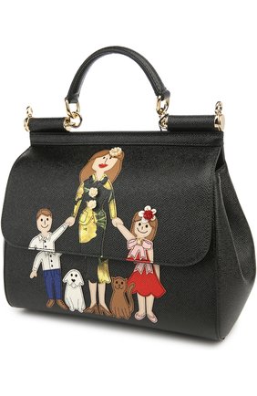 Женская сумка sicily medium new с аппликацией dg family DOLCE & GABBANA черная цвета, арт. 0116/BB6002/AB428 купить в ЦУМ | Фото №4 Сумка Sicily medium new с аппликацией DG FAMILY Dolce & Gabbana черная цвета | Фото №4