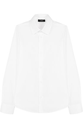 Детская хлопковая рубашка DAL LAGO белого цвета, арт. N402/1165/7-12 | Фото 1 (Рукава: Длинные; Материал внешний: Хлопок; Принт: Без принта; Случай: Формальный; Стили: Классический; Статус проверки: Проверена категория; Мальчики-школьная форма: Рубашки)