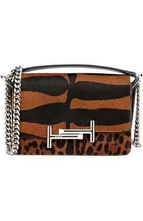 Сумка Double T mini с отделкой из меха с принтом Tod’s, леопардового цвета, арт. XBWAMUJ7100ESX в ЦУМ | Фото №1 Сумка Double T mini с отделкой из меха с принтом Tod’s леопардового цвета | Фото №1