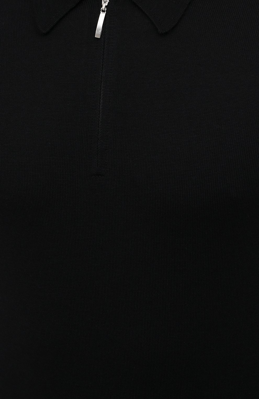 Мужское шерстяное поло GRAN SASSO черного цвета, арт. 55125/14290 | Фото 5 (Материал внешний: Шерсть; Застежка: Молния; Рукава: Длинные; Длина (для топов): Стандартные; Кросс-КТ: Трикотаж; Статус проверки: Проверено, Проверена категория)