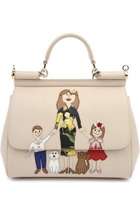 Женская сумка sicily medium new с аппликацией dg family DOLCE & GABBANA бежевая цвета, арт. 0116/BB6002/AB428 купить в ЦУМ | Фото №1 Сумка Sicily medium new с аппликацией DG FAMILY Dolce & Gabbana бежевая цвета | Фото №1