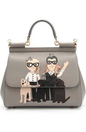 Женская сумка sicily medium с аппликацией dg family DOLCE & GABBANA серая цвета, арт. 0116/BB6002/AB505 купить в ЦУМ | Фото №1 Сумка Sicily medium с аппликацией DG Family Dolce & Gabbana серая цвета | Фото №1