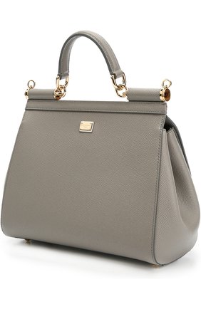 Женская сумка sicily medium с аппликацией dg family DOLCE & GABBANA серая цвета, арт. 0116/BB6002/AB505 купить в ЦУМ | Фото №2 Сумка Sicily medium с аппликацией DG Family Dolce & Gabbana серая цвета | Фото №2