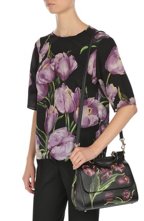 Женская сумка sicily medium с цветочным принтом DOLCE & GABBANA бордовая цвета, арт. 0116/BB6002/AC685 купить в ЦУМ | Фото №5 Сумка Sicily medium с цветочным принтом Dolce & Gabbana бордовая цвета | Фото №5