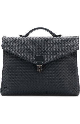 Мужской кожаный портфель с плетением intrecciato BOTTEGA VENETA темно-синего цвета по цене 228500 руб., арт. 122139/V4651 | Фото 1 Мужской кожаный портфель с плетением intrecciato BOTTEGA VENETA темно-синего цвета, арт. 122139/V4651 | Фото 1