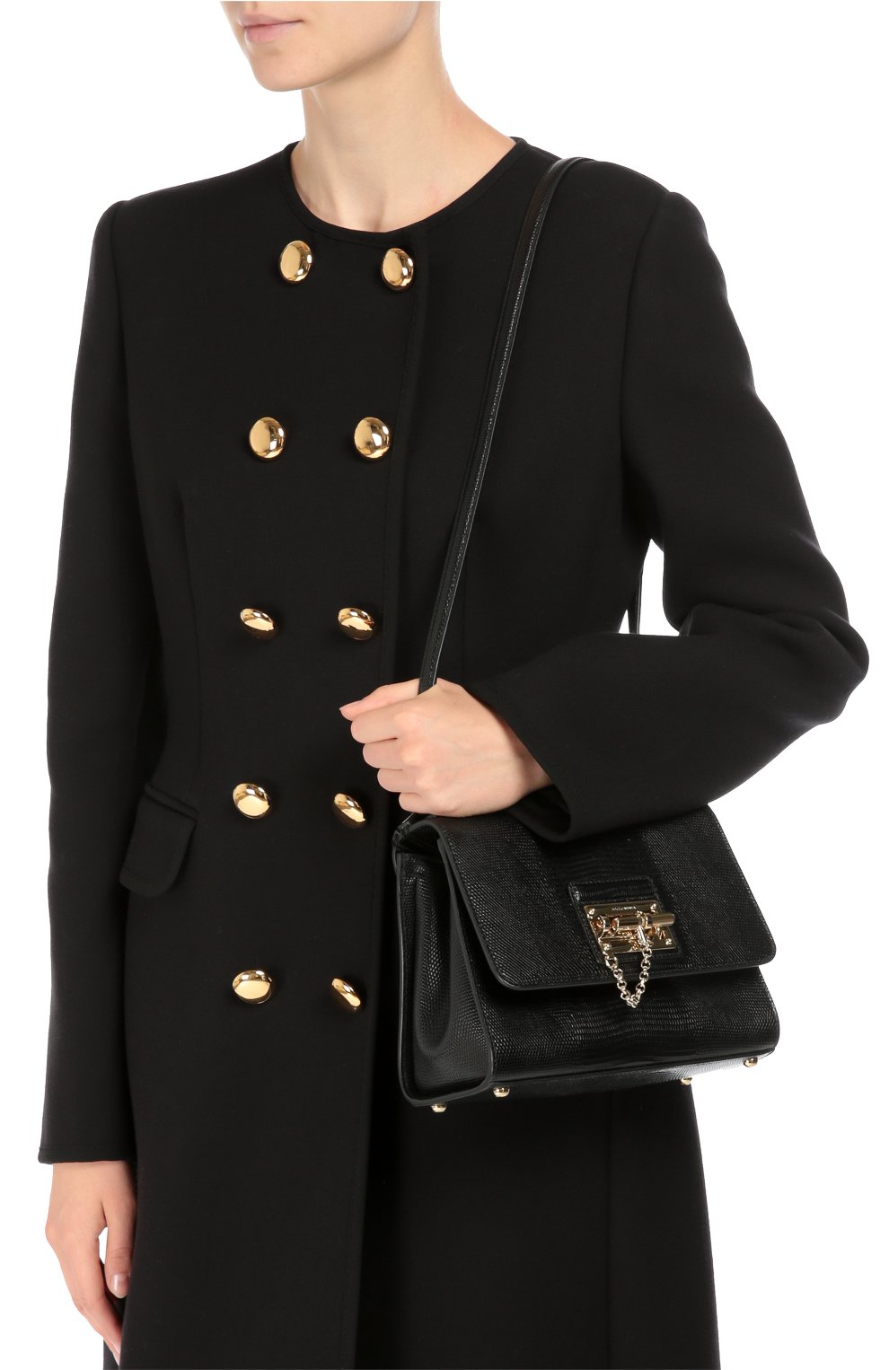 Женская сумка monica small с тиснением под игуану DOLCE & GABBANA черная цвета, арт. 0116/BB5827/A1095 купить в ЦУМ | Фото №5 Сумка Monica small с тиснением под игуану Dolce & Gabbana черная цвета | Фото №5