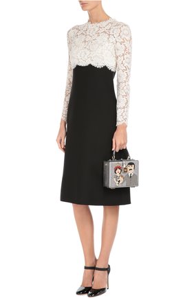Сумка Dolce Box с аппликацией DG Family Dolce & Gabbana, серебряного цвета, арт. 0116/BB5970/AB518 в ЦУМ | Фото №2 Сумка Dolce Box с аппликацией DG Family Dolce & Gabbana серебряного цвета | Фото №2