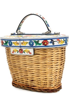 Женская плетеная сумка с отделкой из кожи с принтом DOLCE & GABBANA разноцветная цвета, арт. 0116/BB6198/AD414 купить в ЦУМ | Фото №3 Плетеная сумка с отделкой из кожи с принтом Dolce & Gabbana разноцветная цвета | Фото №3