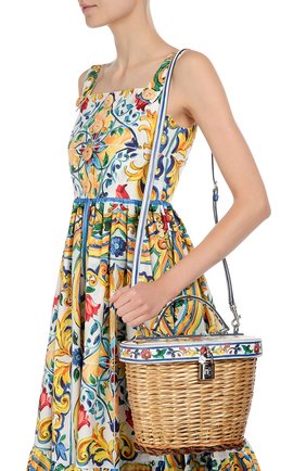Женская плетеная сумка с отделкой из кожи с принтом DOLCE & GABBANA разноцветная цвета, арт. 0116/BB6198/AD414 купить в ЦУМ | Фото №5 Плетеная сумка с отделкой из кожи с принтом Dolce & Gabbana разноцветная цвета | Фото №5