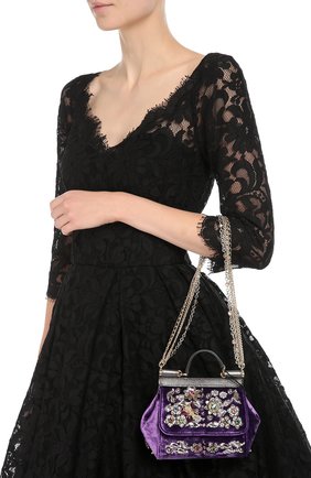 Бархатная сумка Sicily с кристаллами и металлическим декором Dolce & Gabbana, сиреневого цвета, арт. 0116/BB5999/AE587 в ЦУМ | Фото №5 Бархатная сумка Sicily с кристаллами и металлическим декором Dolce & Gabbana сиреневого цвета | Фото №5