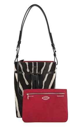 Женская сумка wave medium bucket с косметичкой TOD’S черно-белая цвета, арт. XBWAMRK2301ECR купить в ЦУМ | Фото №5 Сумка Wave medium bucket с косметичкой Tod’s черно-белая цвета | Фото №5