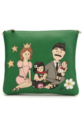 Кожаная сумка с аппликацией DG Family Dolce & Gabbana, зеленого цвета, арт. 0116/BI0809/AB514 в ЦУМ | Фото №1 Кожаная сумка с аппликацией DG Family Dolce & Gabbana зеленого цвета | Фото №1