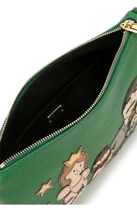 Кожаная сумка с аппликацией DG Family Dolce & Gabbana, зеленого цвета, арт. 0116/BI0809/AB514 в ЦУМ | Фото №4 Кожаная сумка с аппликацией DG Family Dolce & Gabbana зеленого цвета | Фото №4