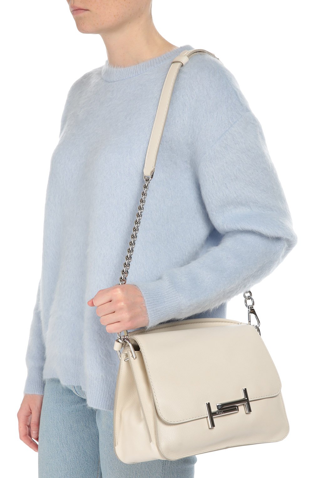 Женская сумка double t small TOD’S белая цвета, арт. XBWAMUY0200TIC купить в ЦУМ | Фото №5 Сумка Double T Small Tod’s белая цвета | Фото №5