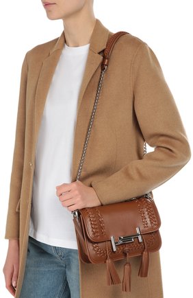 Женская сумка double t mini с плетением и кистями TOD’S светло-коричневая цвета, арт. XBWAMUJT100T0P купить в ЦУМ | Фото №5 Сумка Double T Mini с плетением и кистями Tod’s светло-коричневая цвета | Фото №5