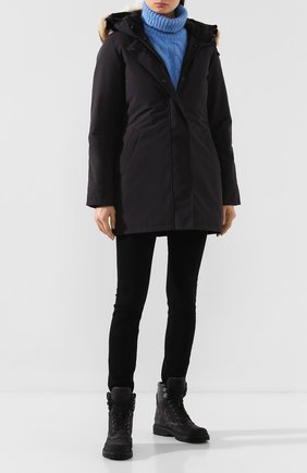 Женский пуховик victoria CANADA GOOSE темно-синего цвета по цене 74600 руб., арт. 3037L | Фото 2 Женский пуховик victoria CANADA GOOSE темно-синего цвета, арт. 3037L | Фото 2