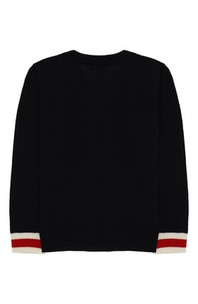 Детский пуловер из шерсти с контрастными манжетами GUCCI синего цвета по цене 10800 руб., арт. 418776/X1284 | Фото 2 Детский пуловер из шерсти с контрастными манжетами GUCCI синего цвета, арт. 418776/X1284 | Фото 2