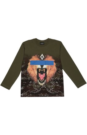 Детская хлопковый лонгслив с принтом MARCELO BURLON KIDS OF MILAN хаки цвета по цене 9880 руб., арт. B/MB/1055/0011 | Фото 1 Детская хлопковый лонгслив с принтом MARCELO BURLON KIDS OF MILAN хаки цвета, арт. B/MB/1055/0011 | Фото 1