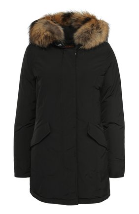 Женская серая пуховик с меховой отделкой капюшона Woolrich, арт. WWCPS2131/SM20 купить в ЦУМ | Фото №1 Пуховик с меховой отделкой капюшона Woolrich серая | Фото №1