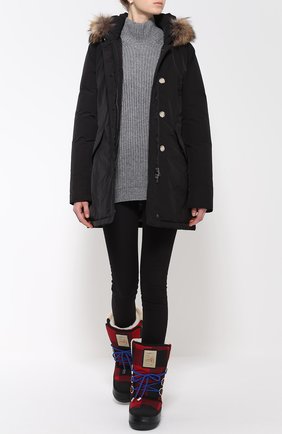 Женская серая пуховик с меховой отделкой капюшона Woolrich, арт. WWCPS2131/SM20 купить в ЦУМ | Фото №1 Пуховик с меховой отделкой капюшона Woolrich серая | Фото №1