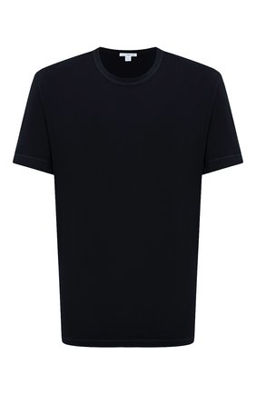 Мужская хлопковая футболка JAMES PERSE темно-синего цвета, арт. MLJ3311 | Фото 1 (Материал внешний: Хлопок; Принт: Без принта; Длина (для топов): Стандартные; Стили: Кэжуэл; Рукава: Короткие; Статус проверки: Проверена категория)