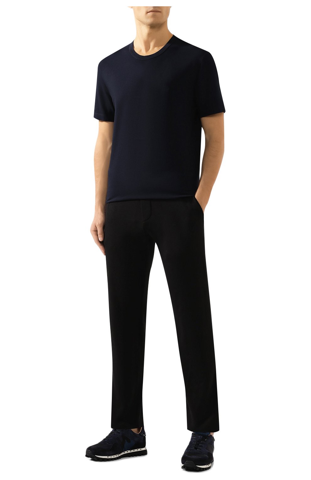 Мужская хлопковая футболка JAMES PERSE темно-синего цвета, арт. MLJ3311 | Фото 2 (Принт: Без принта; Рукава: Короткие; Длина (для топов): Стандартные; Материал внешний: Хлопок; Стили: Кэжуэл; Статус проверки: Проверена категория)