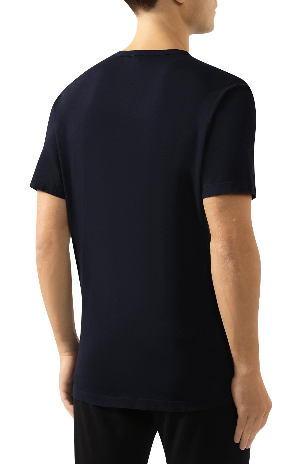 Мужская хлопковая футболка JAMES PERSE темно-синего цвета, арт. MLJ3311 | Фото 4 (Принт: Без принта; Рукава: Короткие; Длина (для топов): Стандартные; Материал внешний: Хлопок; Стили: Кэжуэл; Статус проверки: Проверена категория)
