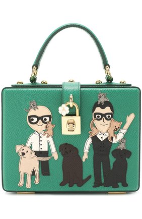 Сумка Dolce Box с аппликацией DG Family Dolce & Gabbana, зеленого цвета, арт. 0116/BB5970/AB505 в ЦУМ | Фото №1 Сумка Dolce Box с аппликацией DG Family Dolce & Gabbana зеленого цвета | Фото №1