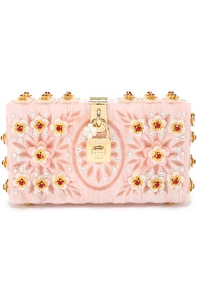 Клатч Dolce Box с отделкой кристаллами и резьбой Dolce & Gabbana, розового цвета, арт. 0116/BB6232/A8H46 в ЦУМ | Фото №1 Клатч Dolce Box с отделкой кристаллами и резьбой Dolce & Gabbana розового цвета | Фото №1