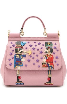 Женская сумка sicily medium с аппликациями DOLCE & GABBANA розовая цвета, арт. 0116/BB6002/AE433 купить в ЦУМ | Фото №1 Сумка Sicily medium с аппликациями Dolce & Gabbana розовая цвета | Фото №1