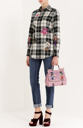 Женская сумка sicily medium с аппликациями DOLCE & GABBANA розовая цвета, арт. 0116/BB6002/AE433 купить в ЦУМ | Фото №2 Сумка Sicily medium с аппликациями Dolce & Gabbana розовая цвета | Фото №2