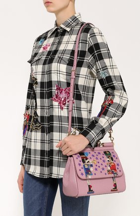 Женская сумка sicily medium с аппликациями DOLCE & GABBANA розовая цвета, арт. 0116/BB6002/AE433 купить в ЦУМ | Фото №5 Сумка Sicily medium с аппликациями Dolce & Gabbana розовая цвета | Фото №5