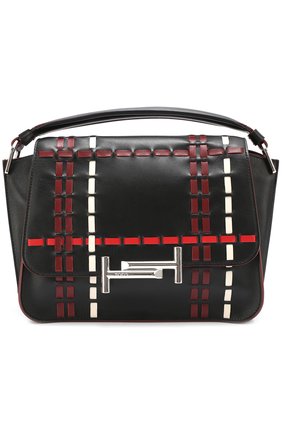 Женская сумка double t medium с прострочкой из контрастной кожи TOD’S черная цвета, арт. XBWAMUYG200TSM купить в ЦУМ | Фото №1 Сумка Double T medium с прострочкой из контрастной кожи Tod’s черная цвета | Фото №1