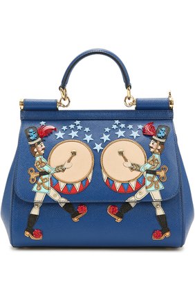 Женская сумка sicily medium с аппликациями DOLCE & GABBANA синяя цвета, арт. 0116/BB6002/AE434 купить в ЦУМ | Фото №1 Сумка Sicily medium с аппликациями Dolce & Gabbana синяя цвета | Фото №1
