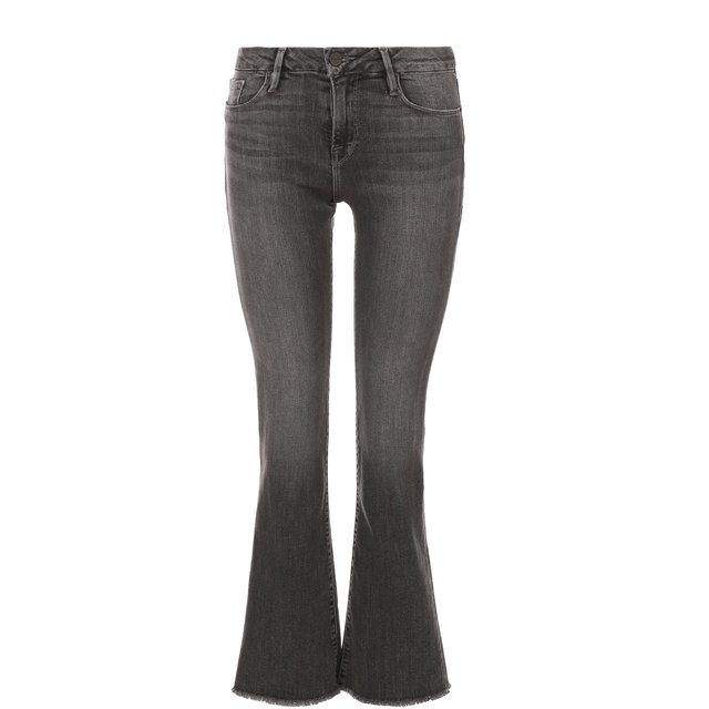 фото Расклешенные укороченные джинсы с бахромой frame denim