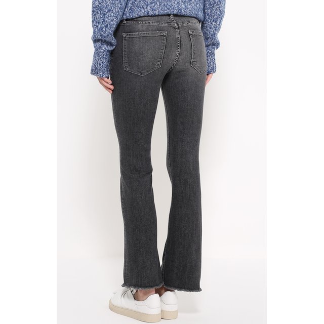 фото Расклешенные укороченные джинсы с бахромой frame denim